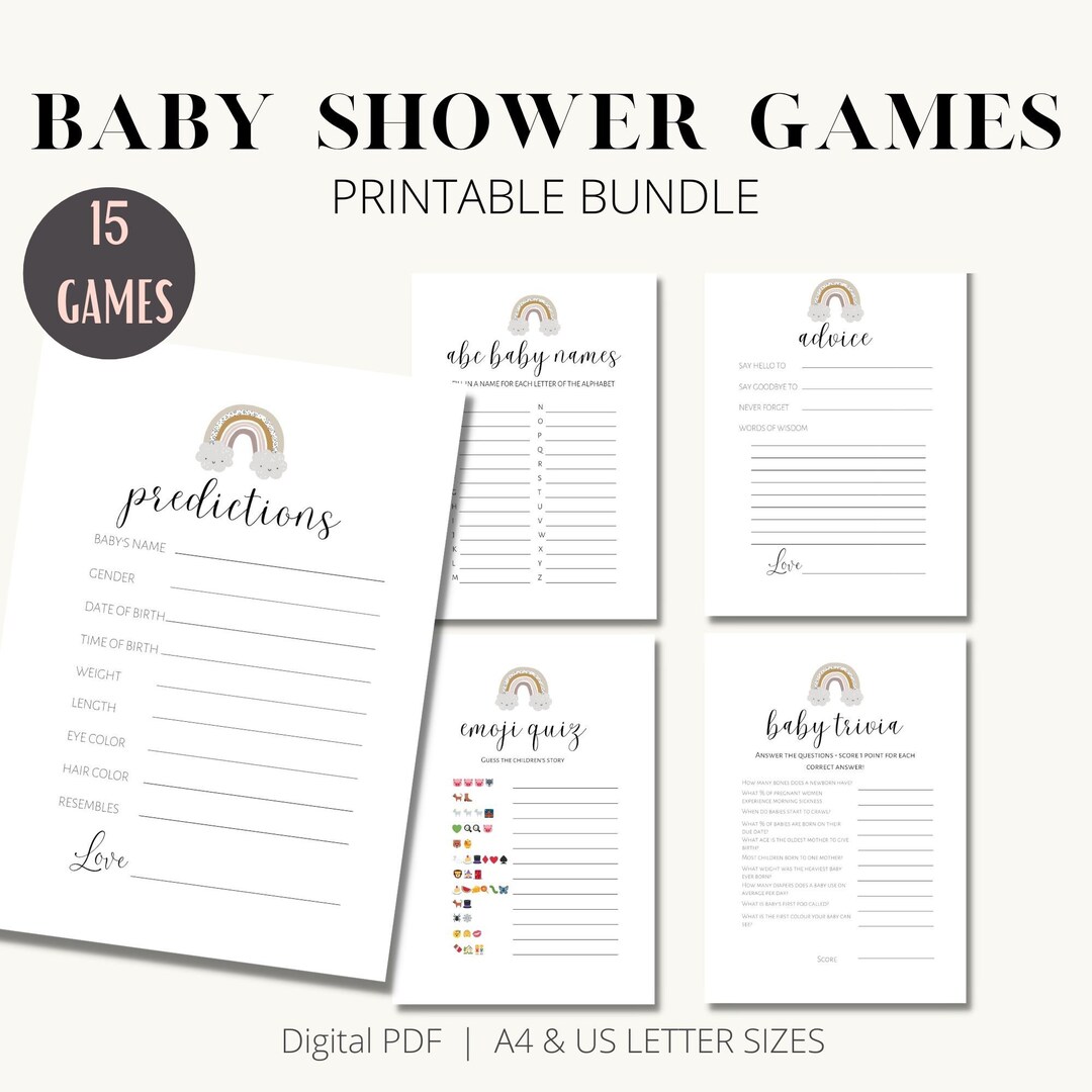 Boho Rainbow Baby Shower Games Bundle Printable - Etsy