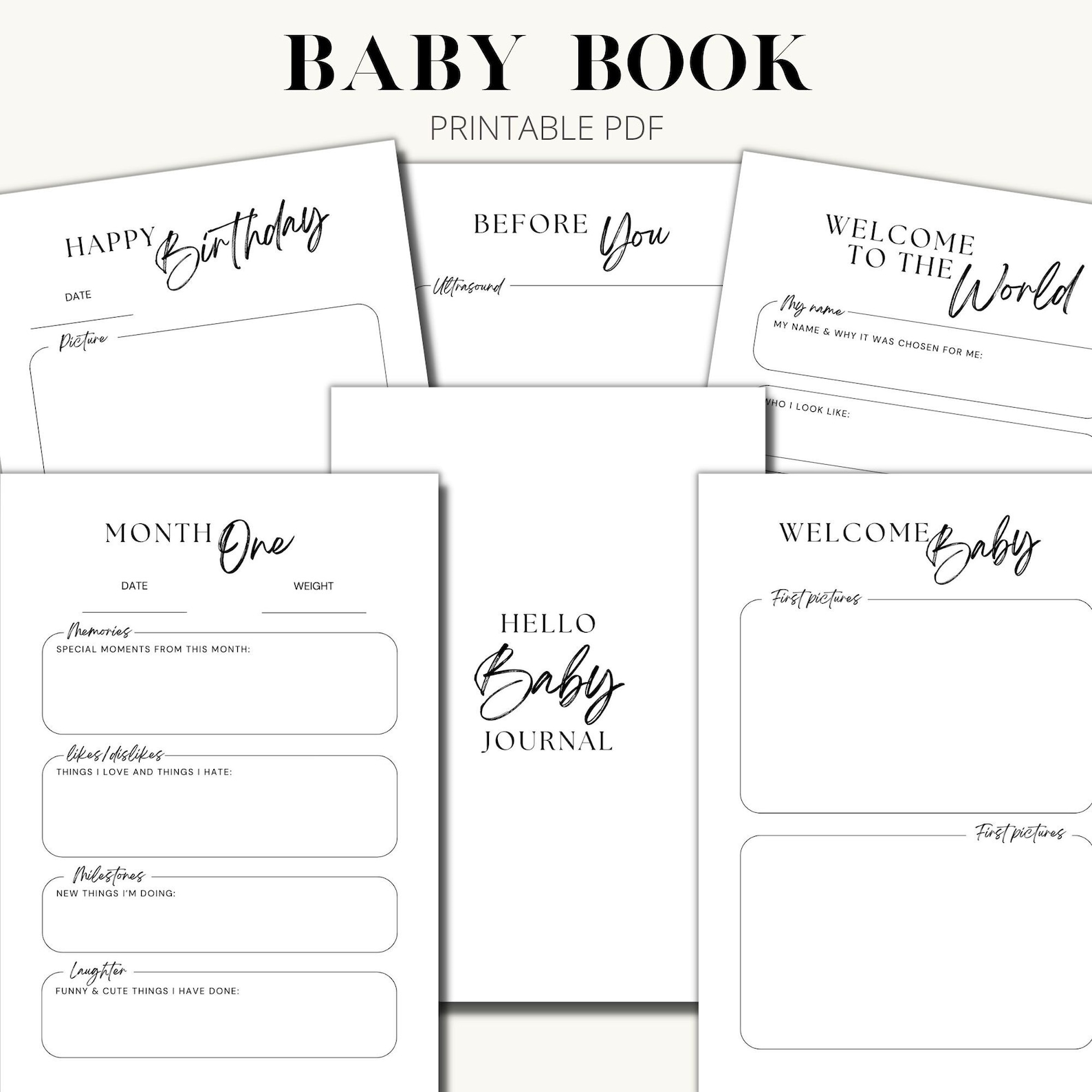 Baby Book, Printable Baby Book Pages, Baby Memory Book, Baby Book First ...
