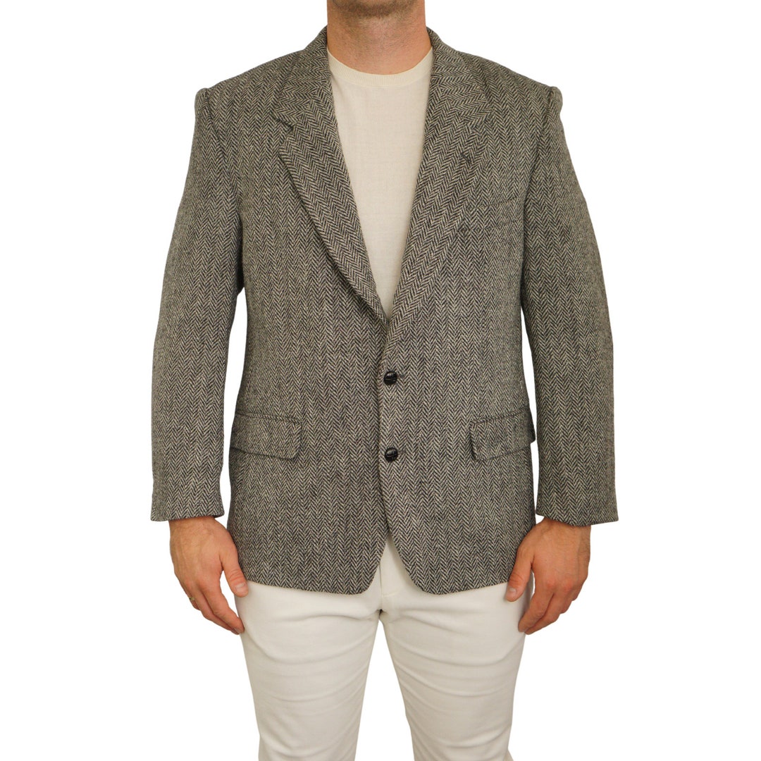 Men Harris Tweed Blazer Scottish Wool Grey Moores 90's - Etsy
