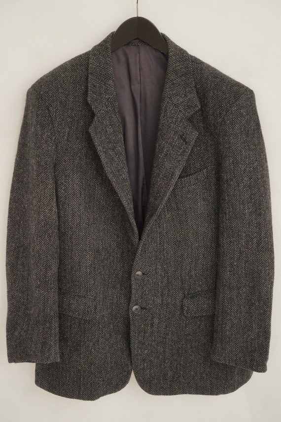 Men Harris Tweed Blazer Buttonhole Grey Scottish Wool Size - Etsy