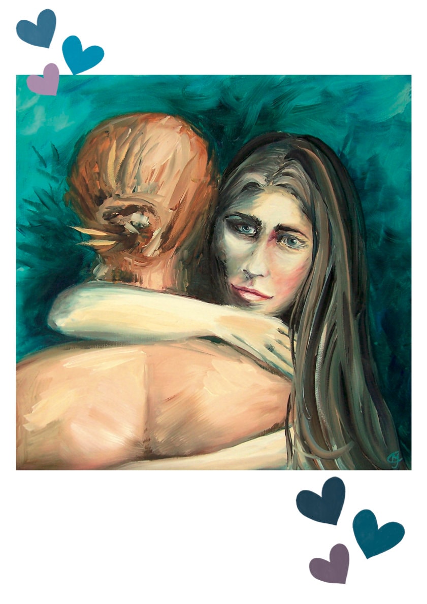 Young Nude Couple Hugging on a Jade Background - Etsy