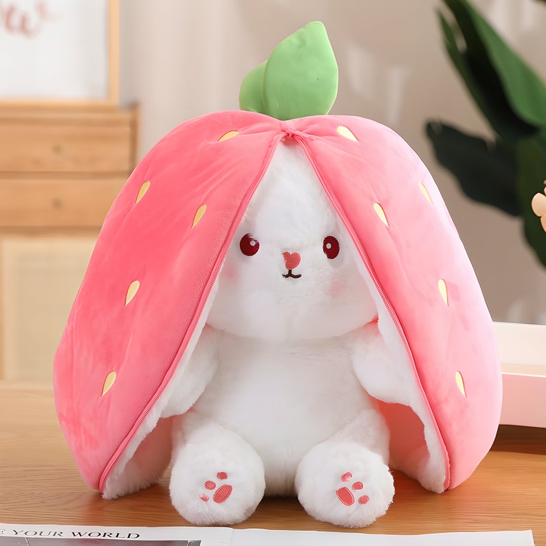 Strawberry Transformed Rabbitkawaii Strawberry Rabbit Plush Etsy