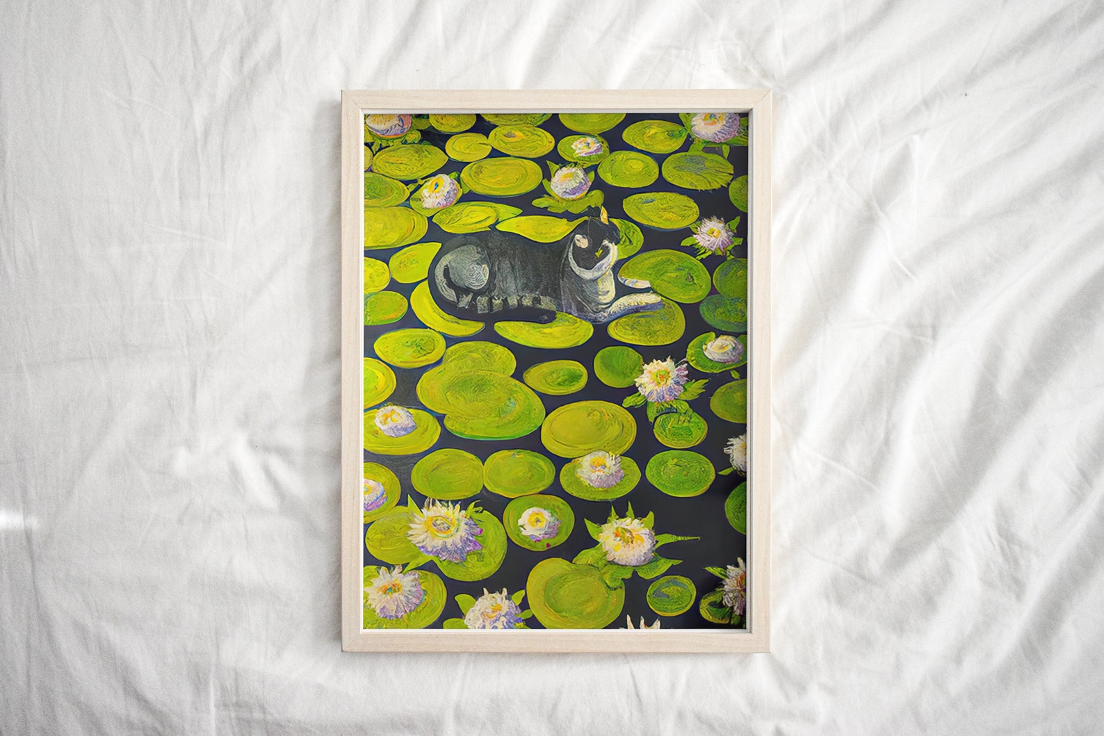 Monet Waterlily Cat Print Claude Monet Cat Poster Black Cat - Etsy