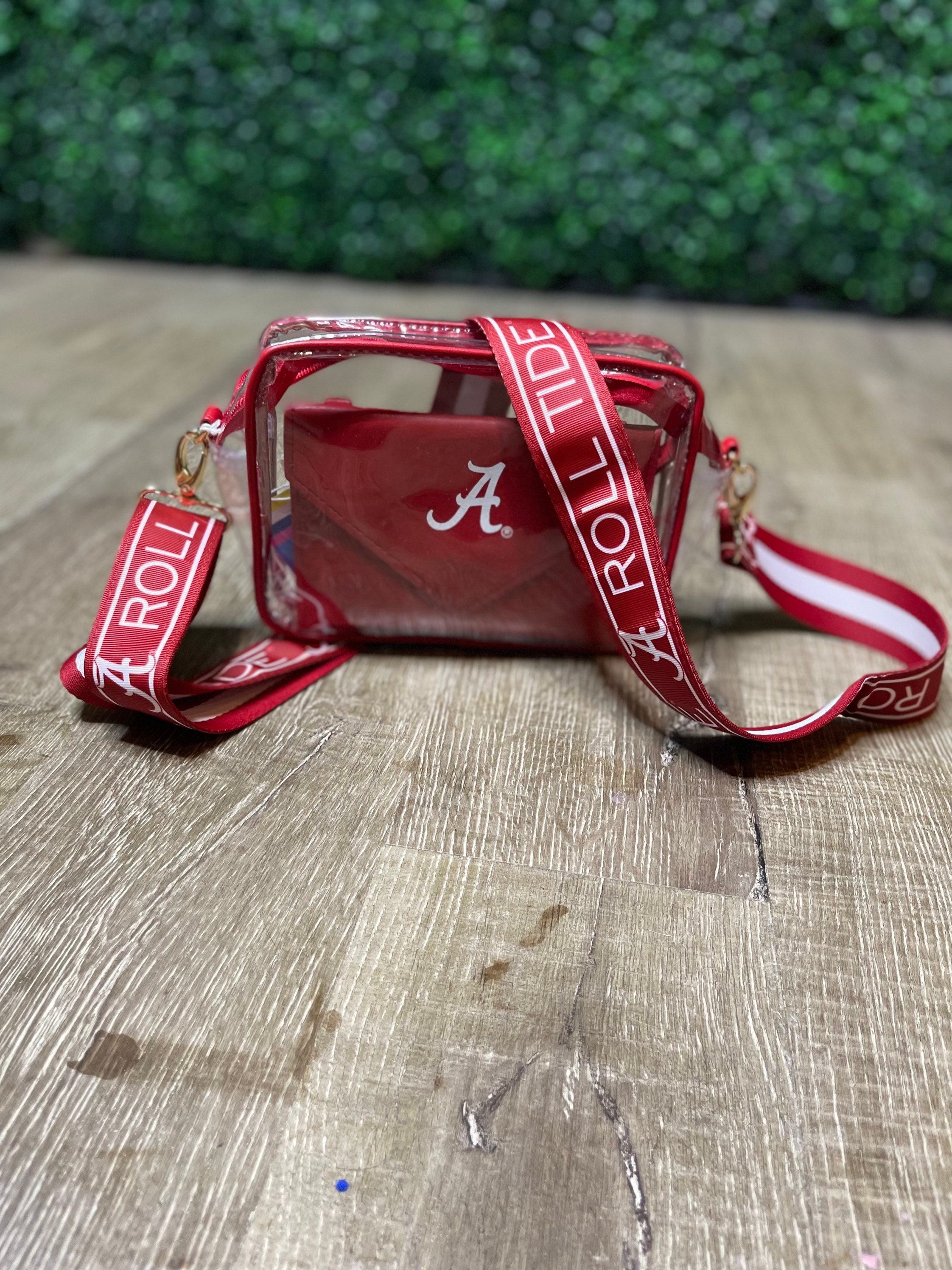 University Clear Purse with Reversible Patterned Shoulder Straps