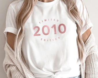 Camiseta de regalo para el 16.º cumpleaños, edición limitada 2010, camiseta de 16.º cumpleaños, regalos para él y para ella, regalo de 16.º cumpleaños para niña, regalo de 16.º cumpleaños para niño