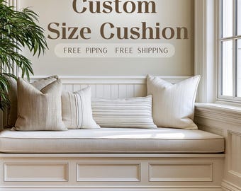 Coussin de banquette sur mesure, coussin de siège de fenêtre de 7,6 cm, coussin de banquette d'intérieur, housse amovible zippée, forme personnalisée