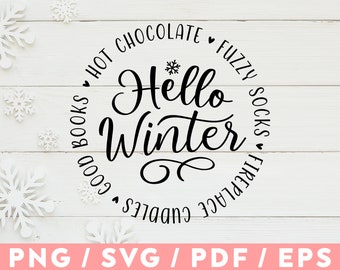 Hello Winter SVG PNG, Sweater Weather Svg, Stay Cozy Svg, Cozy Season Svg, Merry Christmas Svg, Christmas Jumper Svg, Cosy Vibes Svg