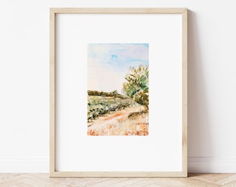 Provence vignobles de Cassis France, aquarelle peinture Fine Art Print, lumineux voyage dessin impression cadeau, sud de la France vignoble Art cadeau