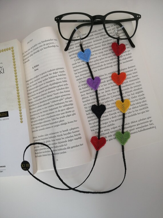 Handmade ? Heart Eyeglass Necklace Handmadeeyeglass Chain * Colorful Heart Glasses Strap  main image 2