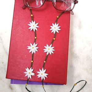 Lanière de lunettes marguerite au crochet : lanière de lunettes fleurs turques faites main