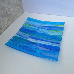 Handmade square Murano glass plate, 10.6&quot; - Made in Italy, Handmade colorful centerpiece, Glass art, Home decor, Design, Gift ideas