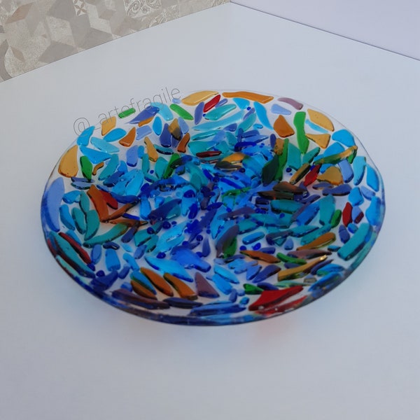 Assiette ronde en verre de Murano - Fait main en Italie, Made in Italy, Assiette en verre colorée, Design italien, Idées cadeaux