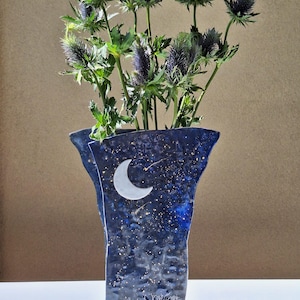 UNIQUE PIECE - Double-sided Murano glass and enamel vase, Made in Italy, Handmade, Home decor, Italian design, Gift ideas, Wedding gifts