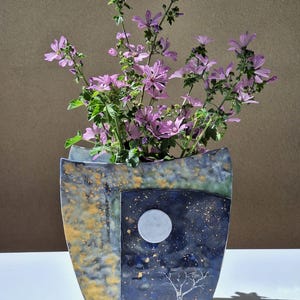 UNIQUE PIECE - Double-sided Murano glass and enamel vase, Made in Italy, Handmade, Home decor, Italian design, Gift ideas, Wedding gifts