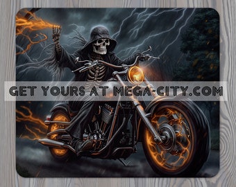 Skeleton Riding Motorcycle Mouse Pad (2 styles)