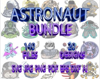 Astronaut Bundle, Astronaut designs, T Shirt designs, Astronaut SVG, Digital Download, 140 files, Instant download, Astronaut PNG