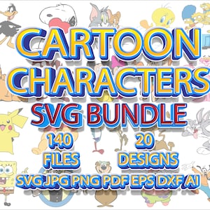 Cartoon Characters SVG Bundle, SVG files for cricut, Digital download, Cricut cutting files, Cartoon Characters PNG, Instant download