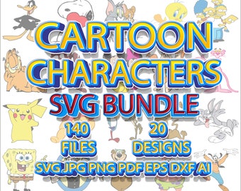 Cartoon Characters SVG Bundle, SVG files for cricut, Digital download, Cricut cutting files, Cartoon Characters PNG, Instant download