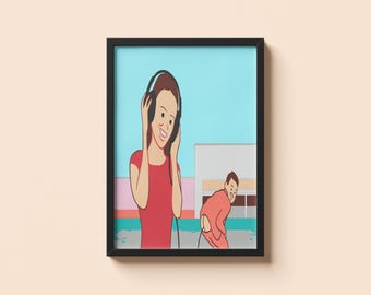 Scène de rue maladroite de Joan Cornella • Poster cadeau humour sombre et absurde • Impression illustration satirique surréaliste • Décoration murale audacieuse et provocante