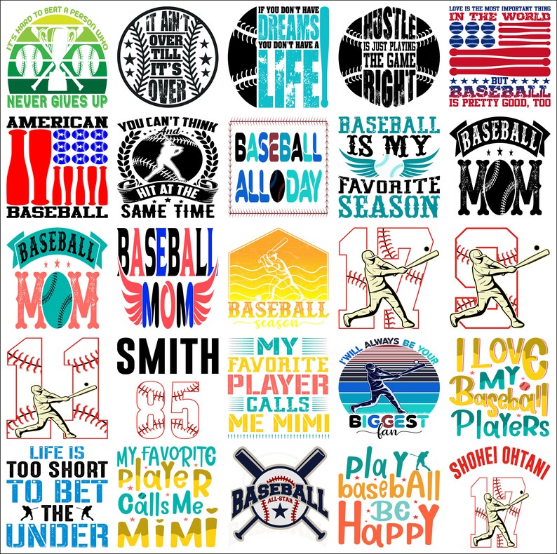 Baseball Bundle Instant Download Baseball T-shirt Designs - Etsy