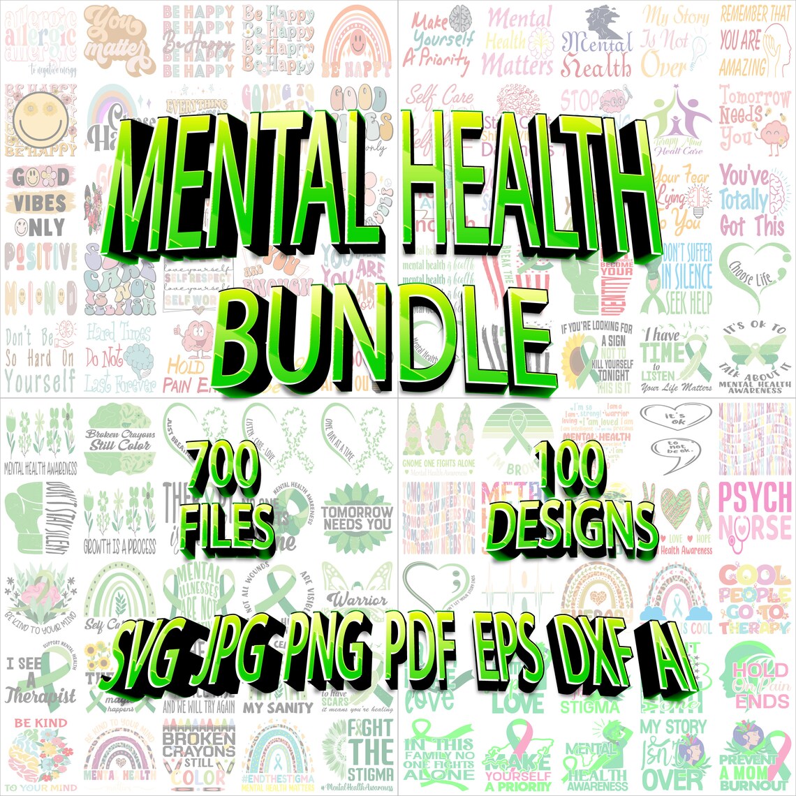 Mental Health SVG Bundle, Svg Files for Cricut, Mental Health Designs ...