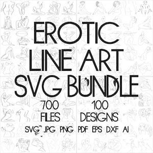 Erotic Line Art SVG Bundle, SVG files for cricut, Digital download, Cricut cutting files, 100 designs 700 files, Erotic Line Art PNG