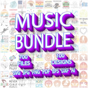 Music Bundle, 700 files, svg, png, jpg, pdf, dxf, eps, ai formats, Music quotes, Music designs, Music graphics, illustrations, printable