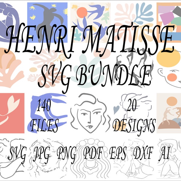 Henri Matisse Bundle, Henri Matisse paintings, printable, line art, 140 files, Henri Matisse SVG, PNG, JPG, Henri Matisse digital art