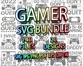 Gamer SVG Bundle, SVG files for cricut, Instant download, Cut file, Cricut cutting files, Gamer PNG, Gamer Print, Svg designs, 140 files