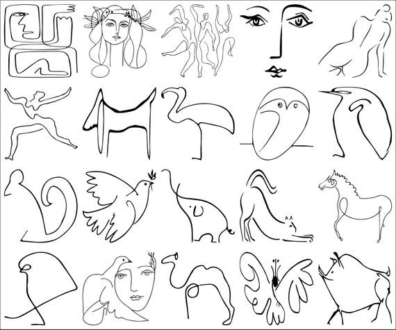Picasso Line Art Bundle, 140 Files, Picasso Line Art Drawings