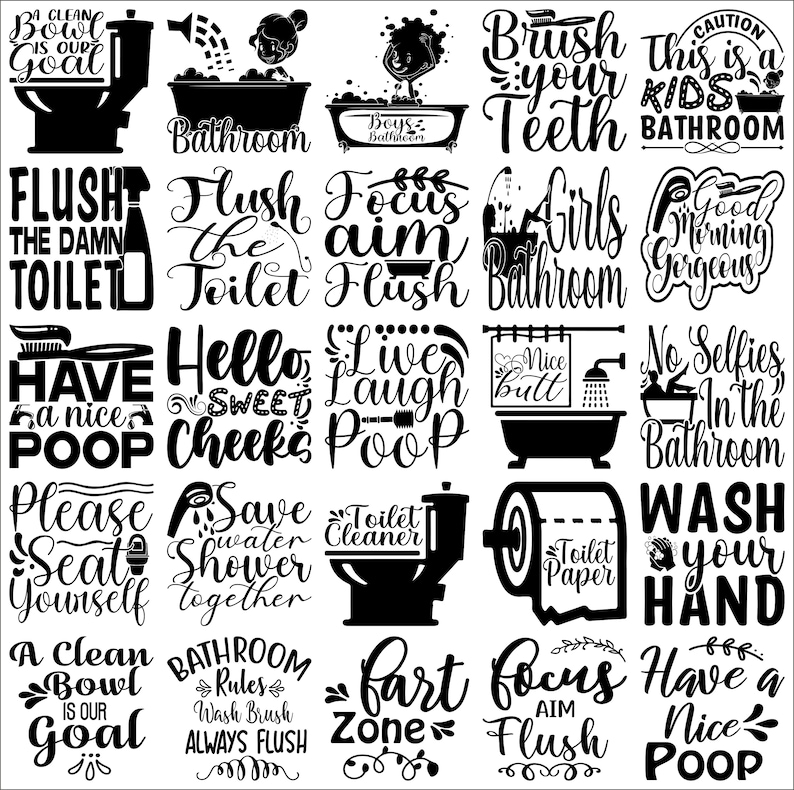 Bathroom SVG Bundle Bathroom Quotes Bathroom Designs SVG Etsy