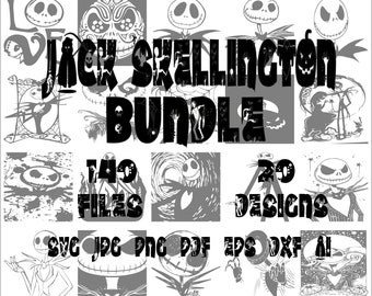 Jack Skellington Bundle, Jack Skellington SVG, Halloween Svg, Jack Skellington Png, Nightmare Before svg, Jack and Sally, Christmas, Jack