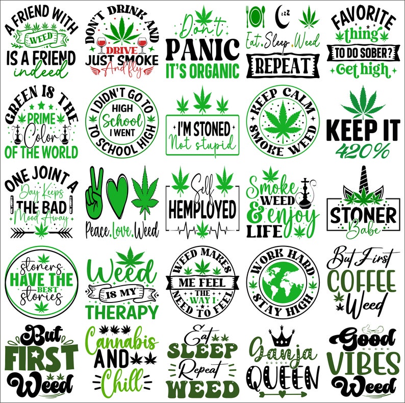 Weed SVG Bundle, SVG Files for Cricut, Instant Download, Marijuana SVG