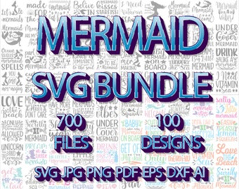 Mermaid SVG Bundle, SVG files for cricut, Cut files, Mermaid quotes, Instant download, 700 files, Digital download, Mermaid vibes