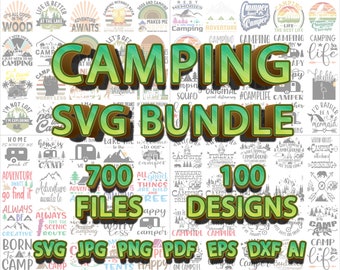Pacchetto SVG da campeggio, citazioni da campeggio, disegni da campeggio, file SVG per cricut, 700 file, stampabile, file di taglio, Camping SVG, Adventure Svg