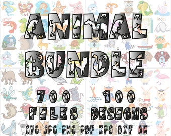 Animal Bundle, Digital Files, SVG, PNG, T-shirt designs, 700 files, Instant download, Animal graphics, Animal designs, Animal SVG