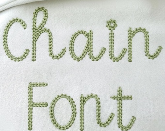Chain Stitch Embroidery Font - Unique Chain Effect Textured Machine Embroidery Alphabet Design | BX + 8 File Formats