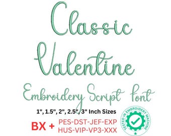 Classic Valentine Script Embroidery Font, Romantic & Timeless Embroidery Letters, Embroidery Alphabet - Instant Download