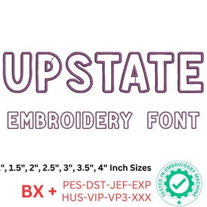 UPSTATE outline Embroidery Font | Machine Embroidery Fonts | 7 Sizes | bx + 8 formats | Embroidery Alphabet Letters