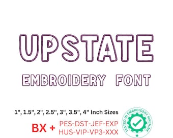 UPSTATE outline Embroidery Font | Machine Embroidery Fonts | 7 Sizes | bx + 8 formats | Embroidery Alphabet Letters