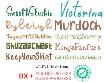 10 Embroidery Fonts, Machine Embroidery Design, Script Embroidery Fonts, 3 Size, 8 Formats, BX Font, Instant Download