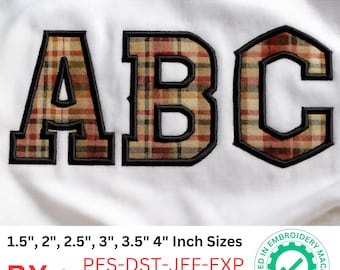 College Block Appliqué Embroidery Font A to Z | Varsity Alphabet Letters | 1.5" to 4" Sizes | Bx + Pes, Dst, Jef, Exp, Hus, Vip, Vp3, Xxx