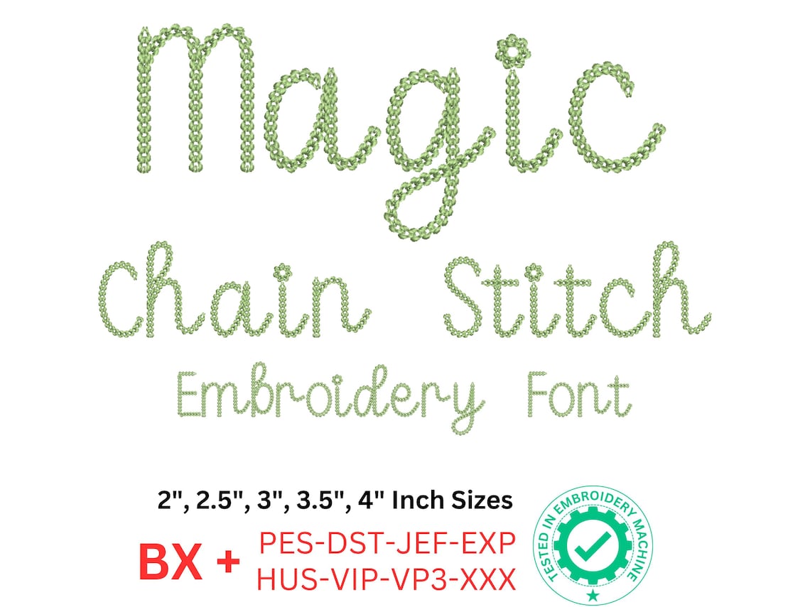 Chain Stitch Embroidery Font - Unique Chain Effect Textured Machine ...