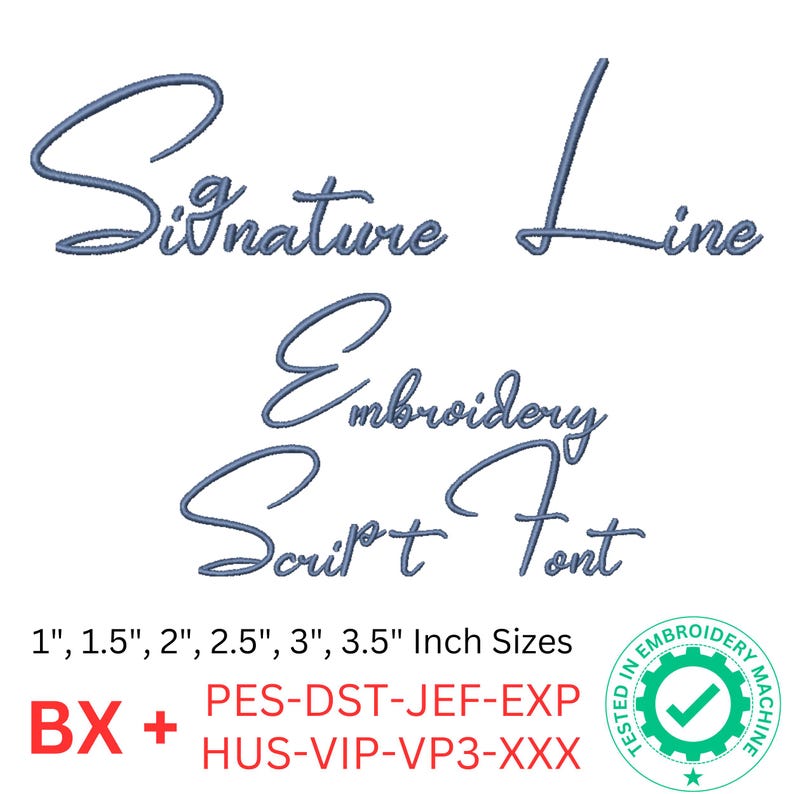 Signature Line Script Embroidery Font | Handwritten Script Alphabet ...