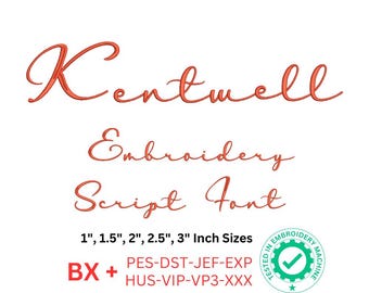 Fuente de bordado Kentwell Script: Diseño de monograma a máquina (BX, DST, PES +)