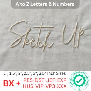 SketchUp Script Machine Embroidery Font Set, A to Z Letters Machine Embroidery, BX Font Included, Digital Download