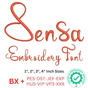 Sensa Embroidery Font, Machine Embroidery Design, Sensa bx font, Monogram Alphabet Embroidery Pattern, 4 Size, 8 Formats, BX font