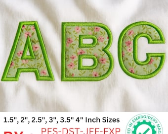 Bold Appliqué Block Embroidery Font A to Z | Alphabet Letters | 1.5" to 4" Sizes | Bx + Pes, Dst, Jef, Exp, Hus, Vip, Vp3, Xxx