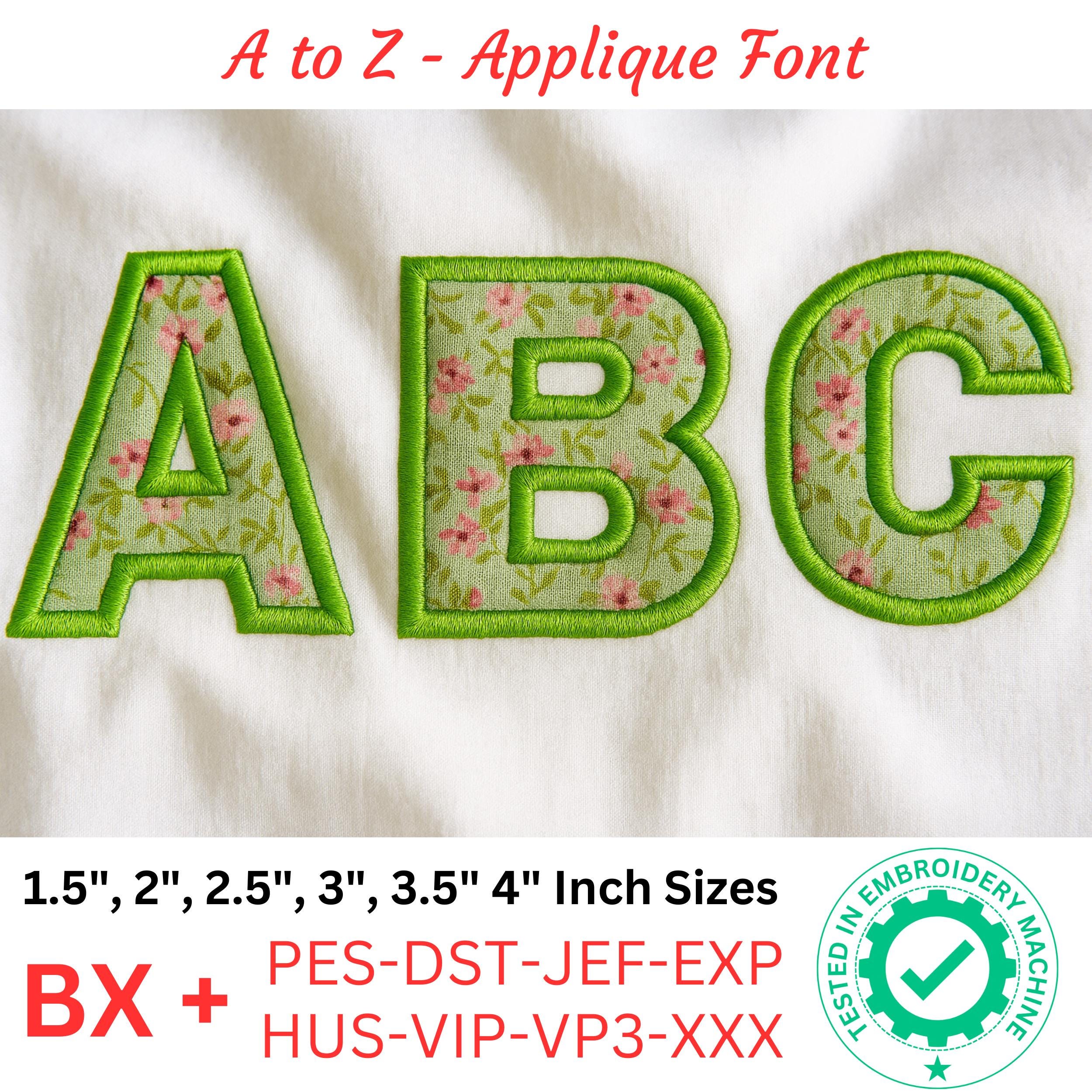 Bold Appliqué Block Embroidery Font A to Z | Alphabet Letters | 1.5\, image size:2500x2500