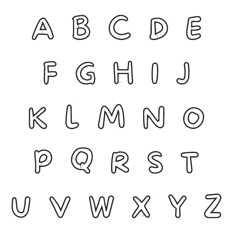 Doodle Stitch Appliqué Embroidery Font A to Z | Rounded Alphabet ...